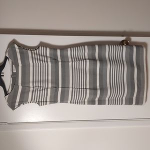 Calvin Klein, 8, Grey and White Striped dress